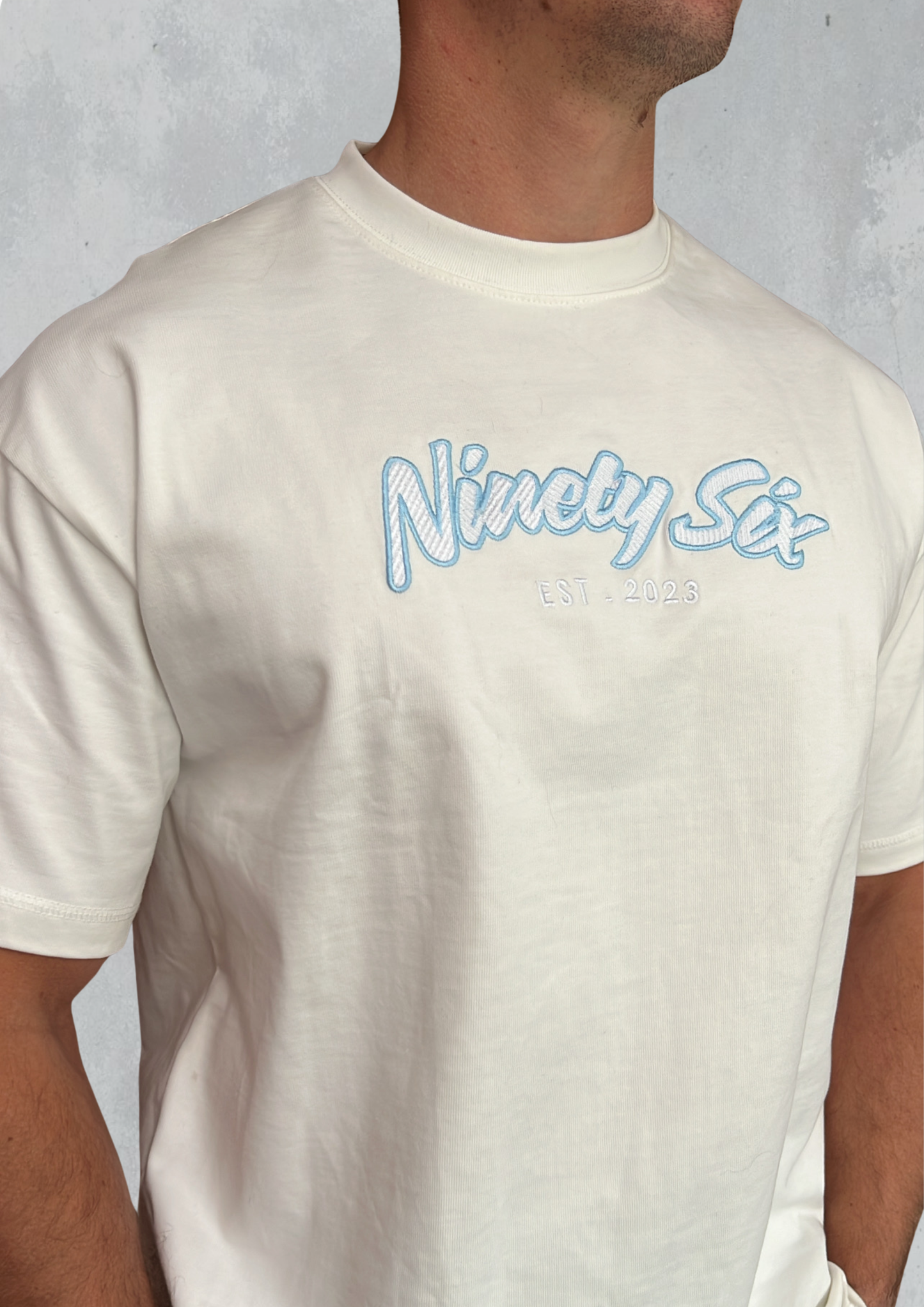 Embroidered Heavy Weight TEE - White - Ninety Six Fit Apparel