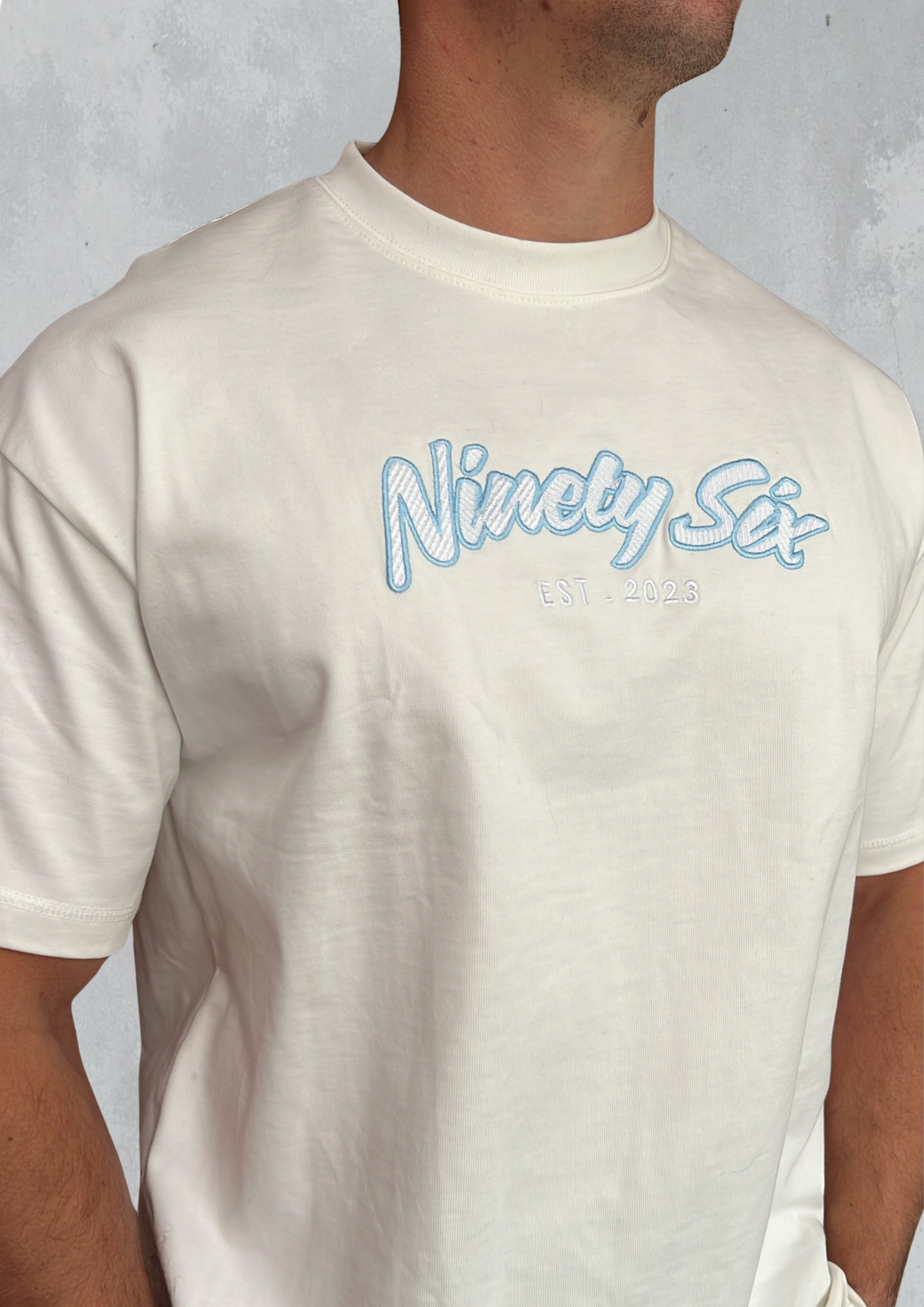 Embroidered Heavy Weight TEE - White - Ninety Six Fit Apparel