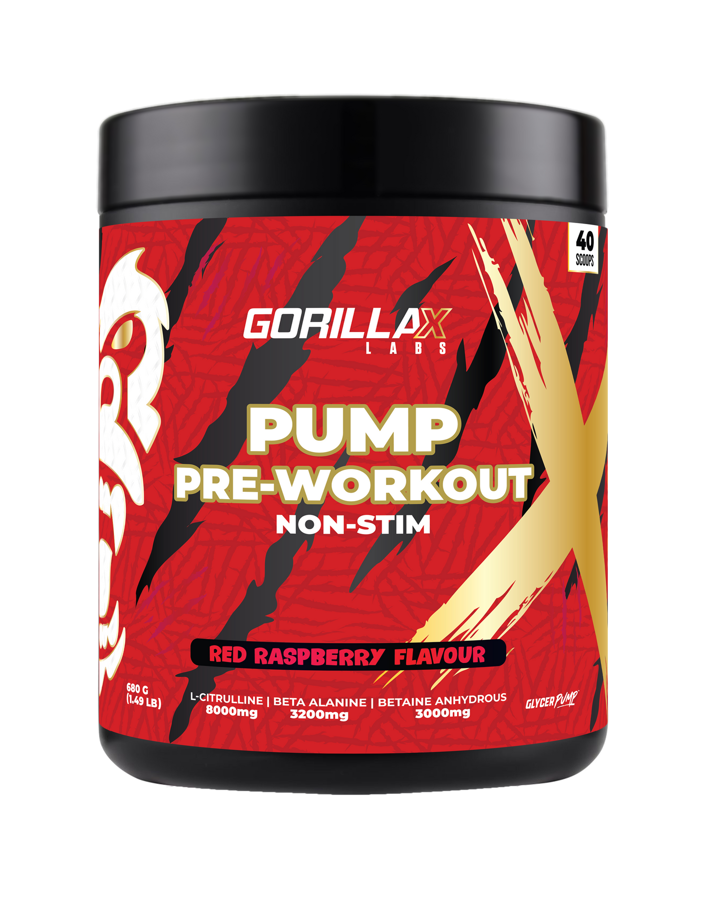 Pump Pre workout - Red Raspberry - Gorilla X Labs