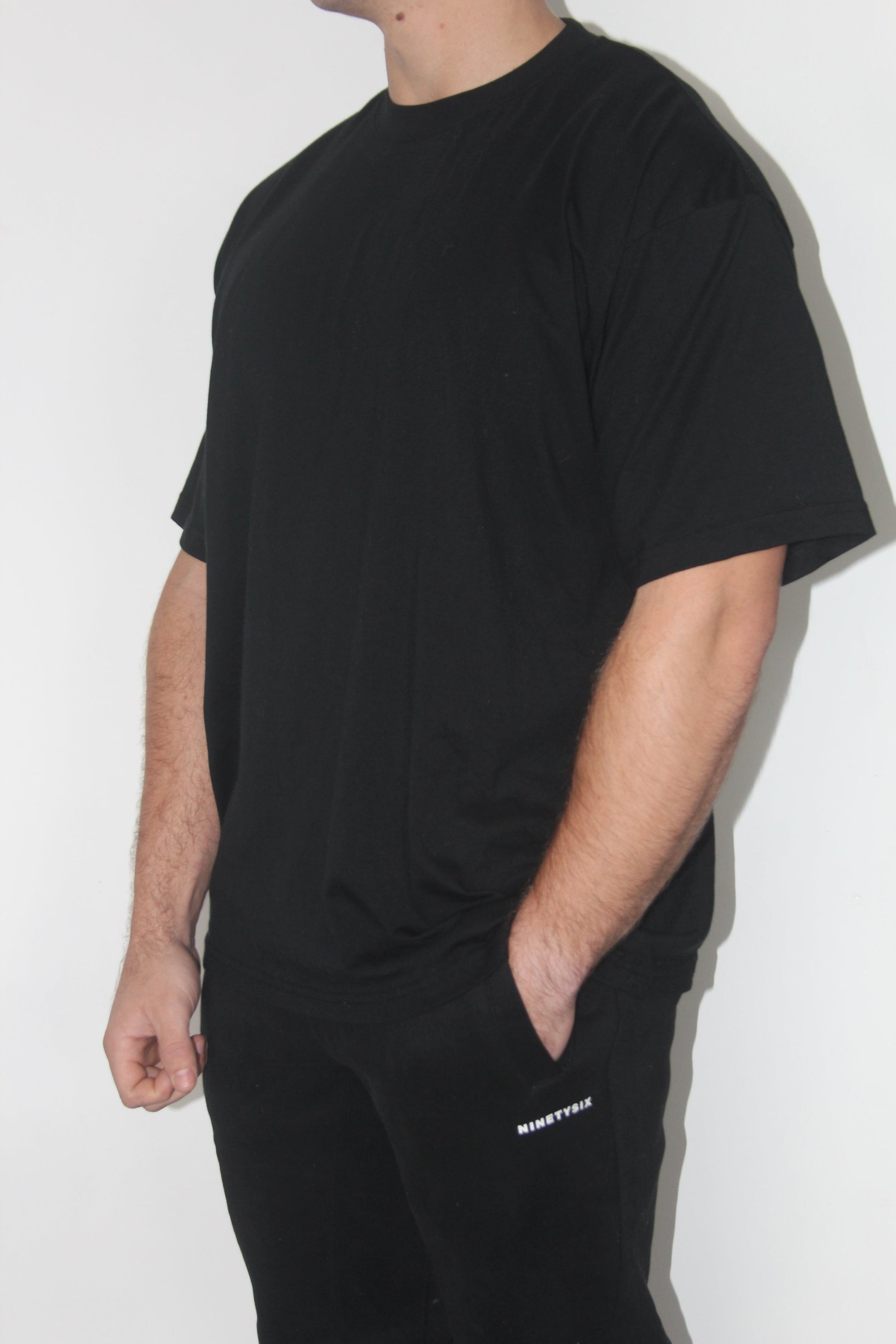 Mens Basic Black T-Shirt - XXL - Ninety Six Fit Apparel