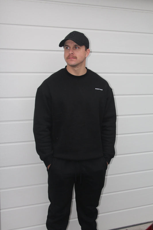 Crew Neck Jumper - Black - Ninety Six Fit Apparel