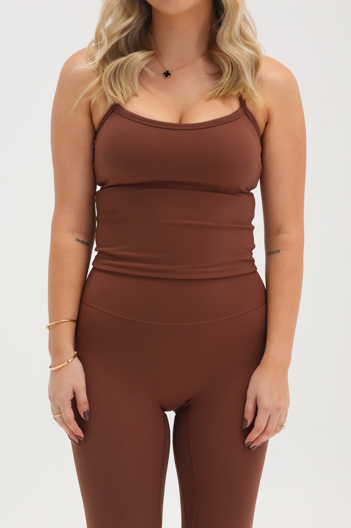 Amber Singlet Top - Choc Brown - Ninety Six Fit Apparel