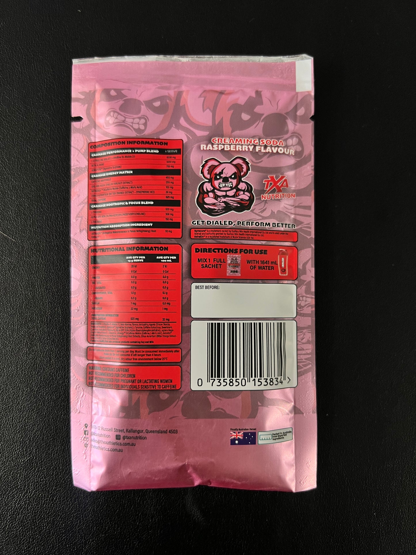 Sachet Single Dialed Carnage Pre Workout 15g - - X Athletics