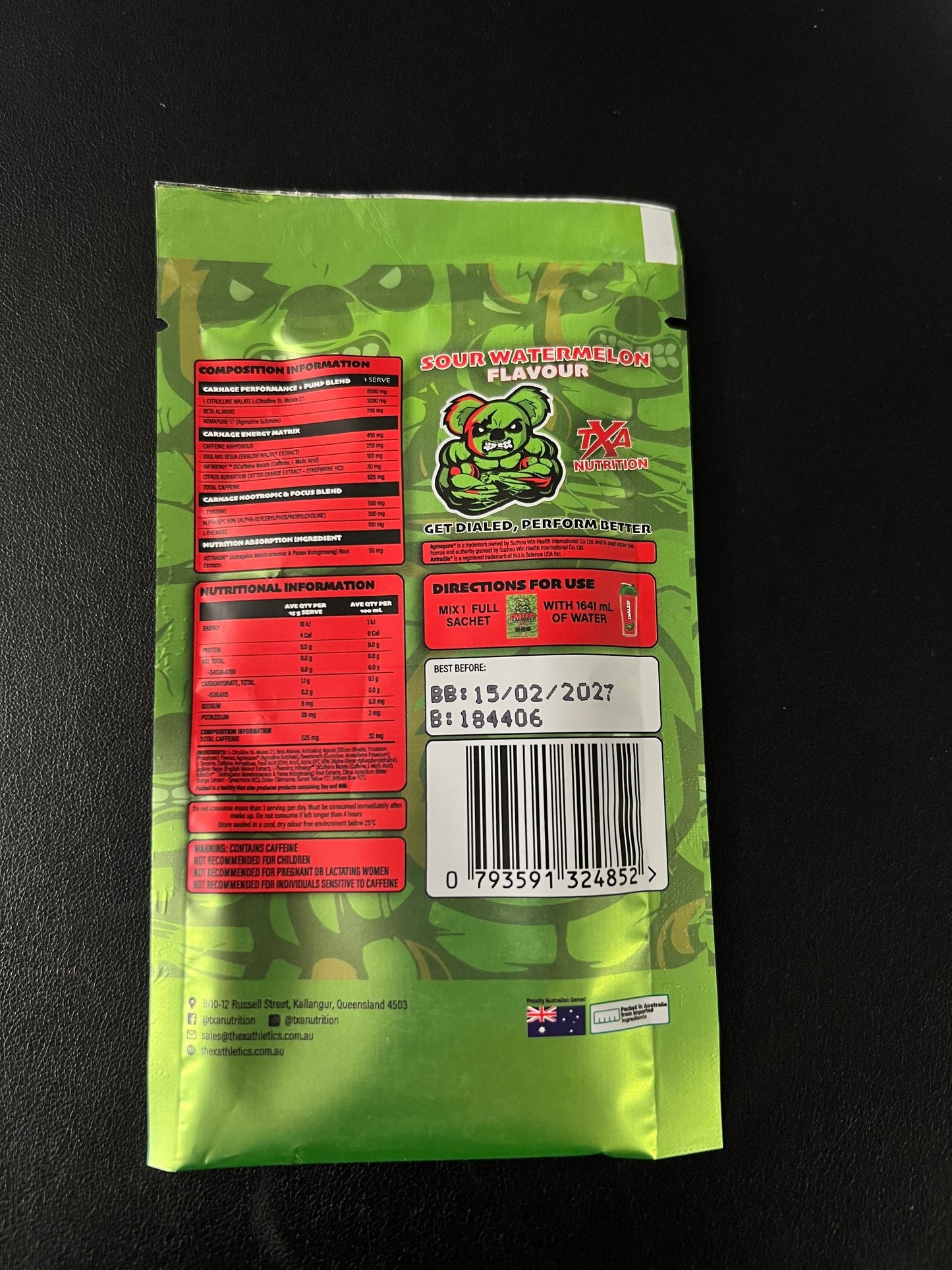 Sachet Single Dialed Carnage Pre Workout 15g - - X Athletics