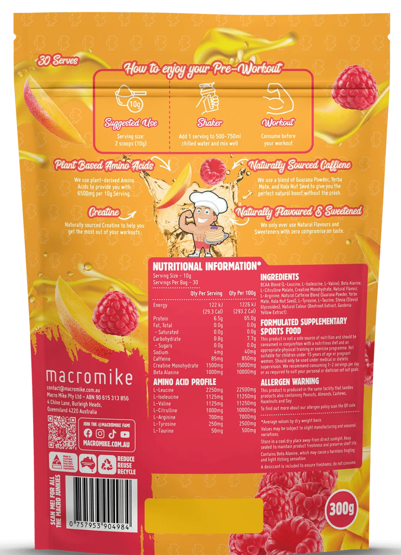 Macro Mike Pre-Workout Plant Based - - Prime Edge Supplements