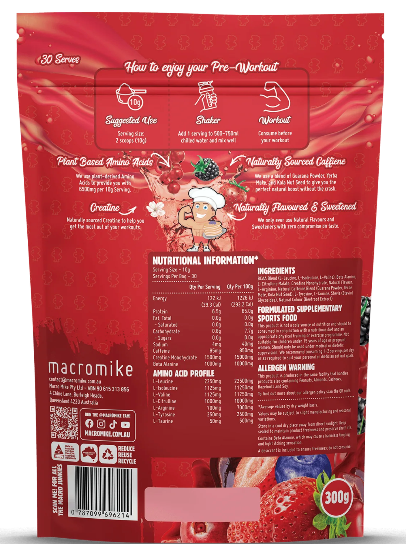 Macro Mike Pre-Workout Plant Based - - Prime Edge Supplements