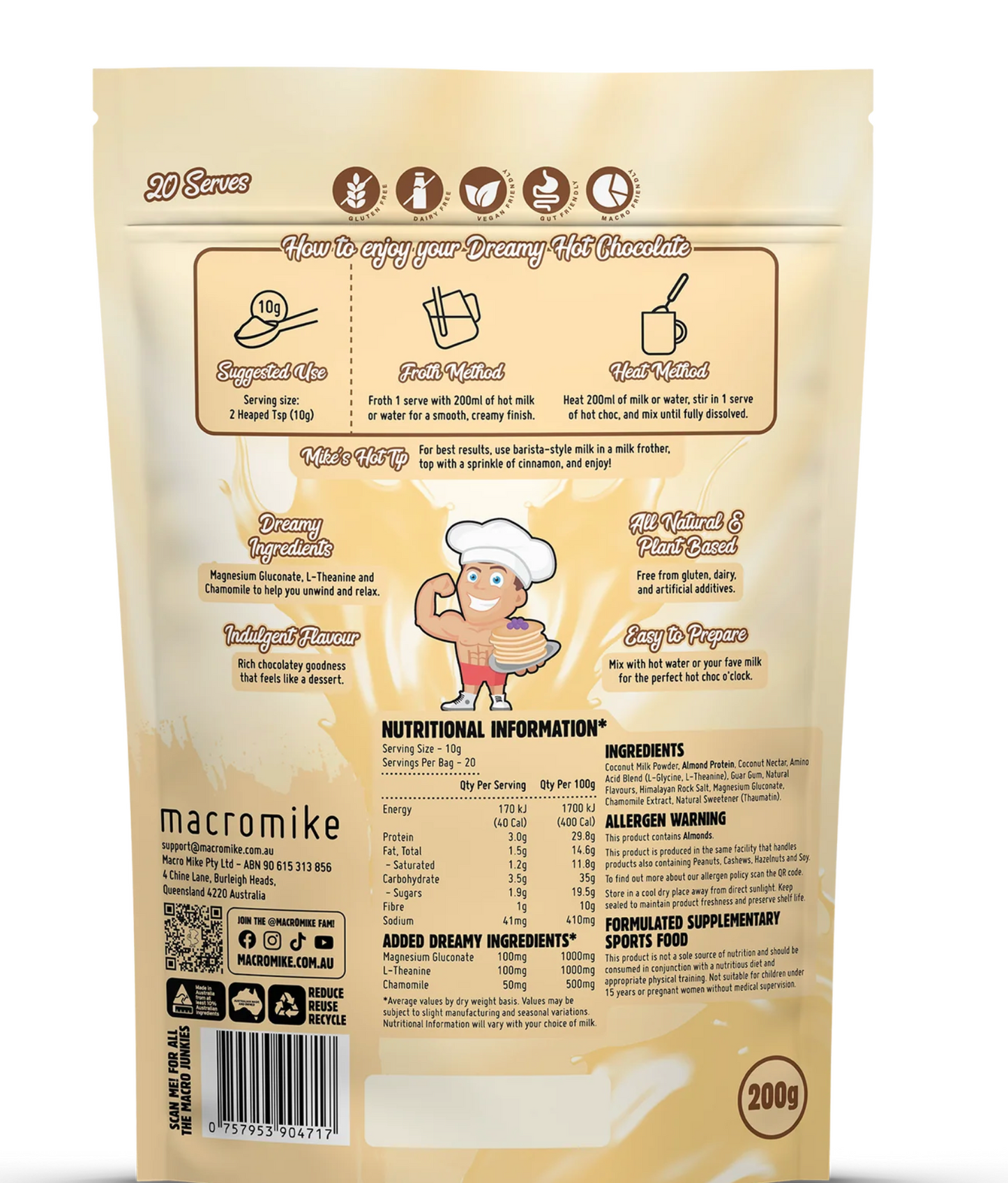 Hot Chocolate Creamy White Choc - - Macro Mike