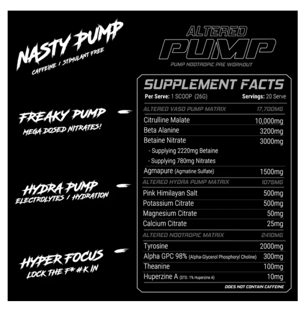 Altered Pump by Altered Nutrition - - Athletic Sports