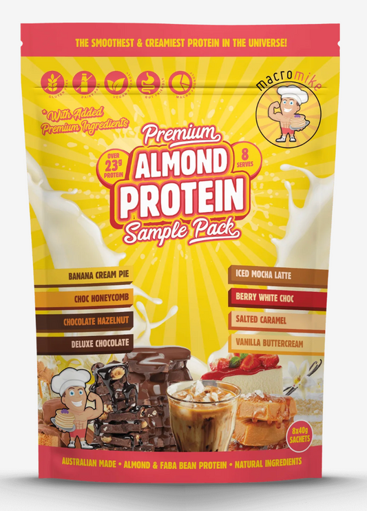 Premium Almond Protein Sample Pack (8 x 40g Sachets) - Sample pack - Macro Mike