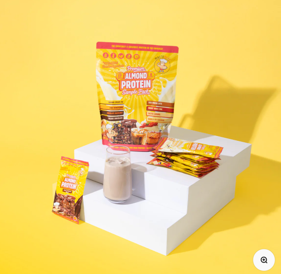 Premium Almond Protein Sample Pack (8 x 40g Sachets) - - Macro Mike
