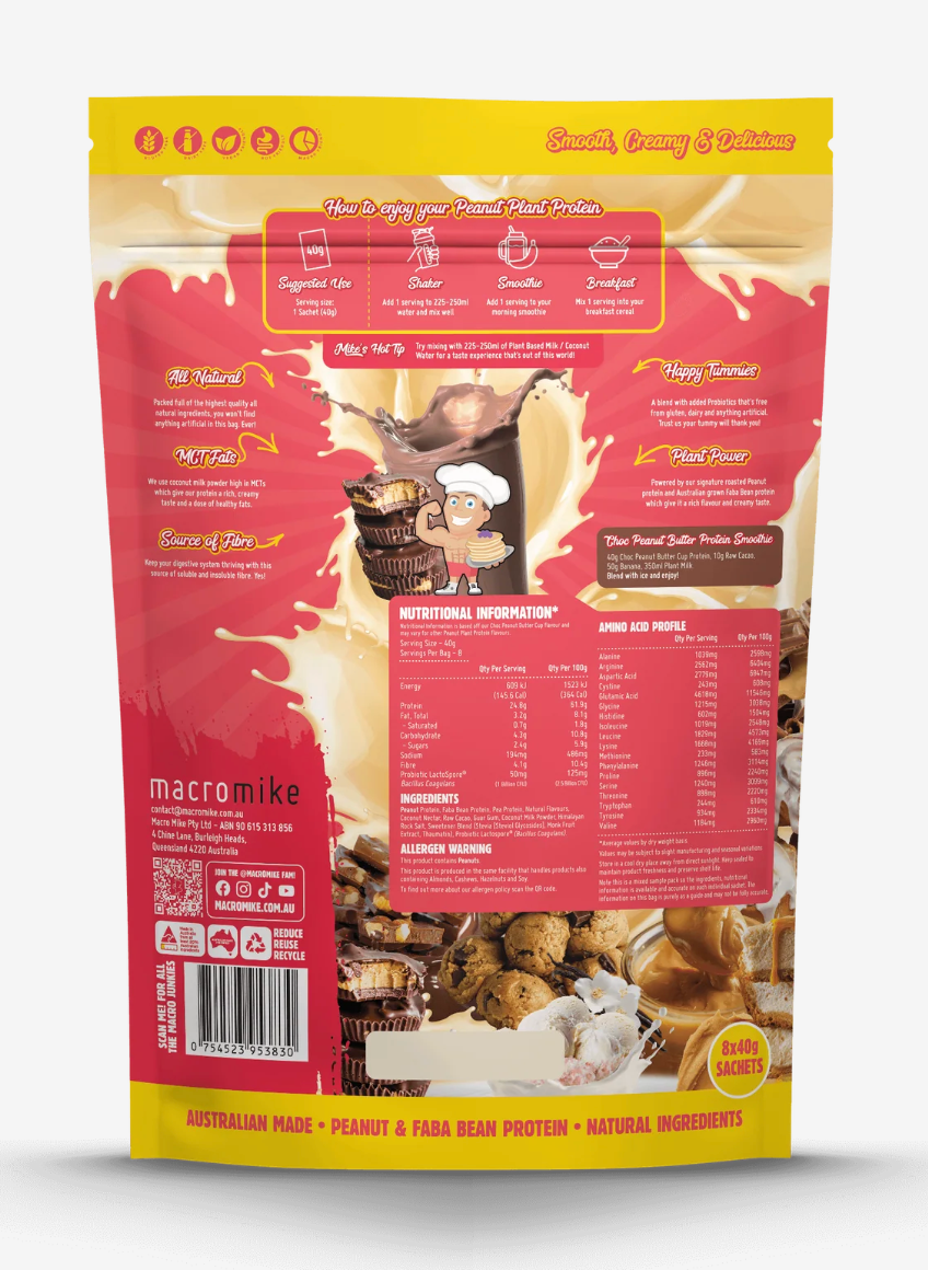 Peanut Plant Protein Sample Pack (8 x 40g Sachets) - - Macro Mike