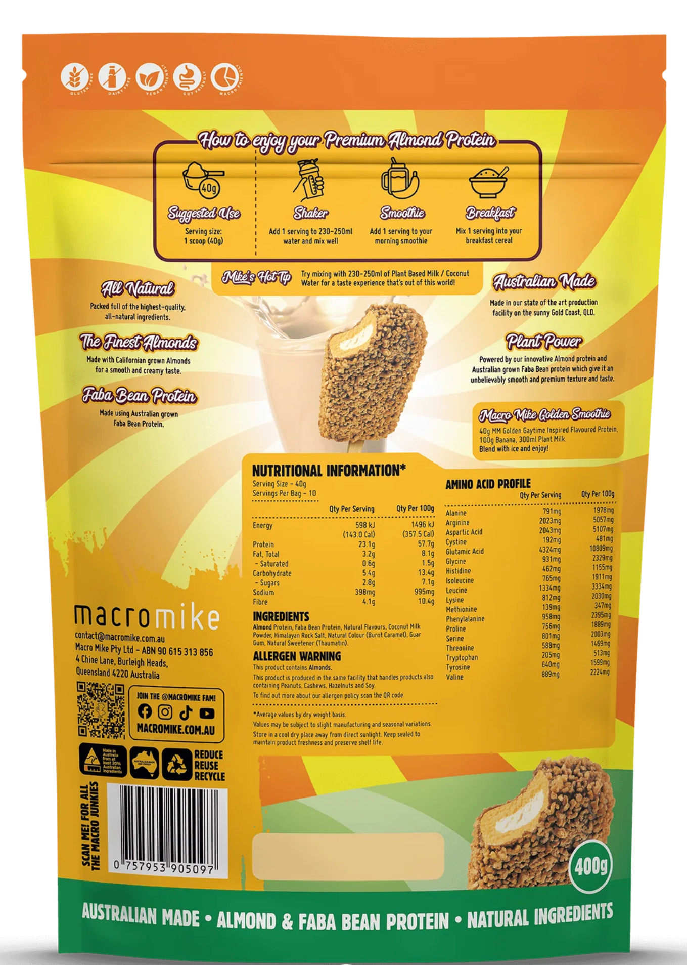 Macro Mike Almond Protein - - Macro Mike