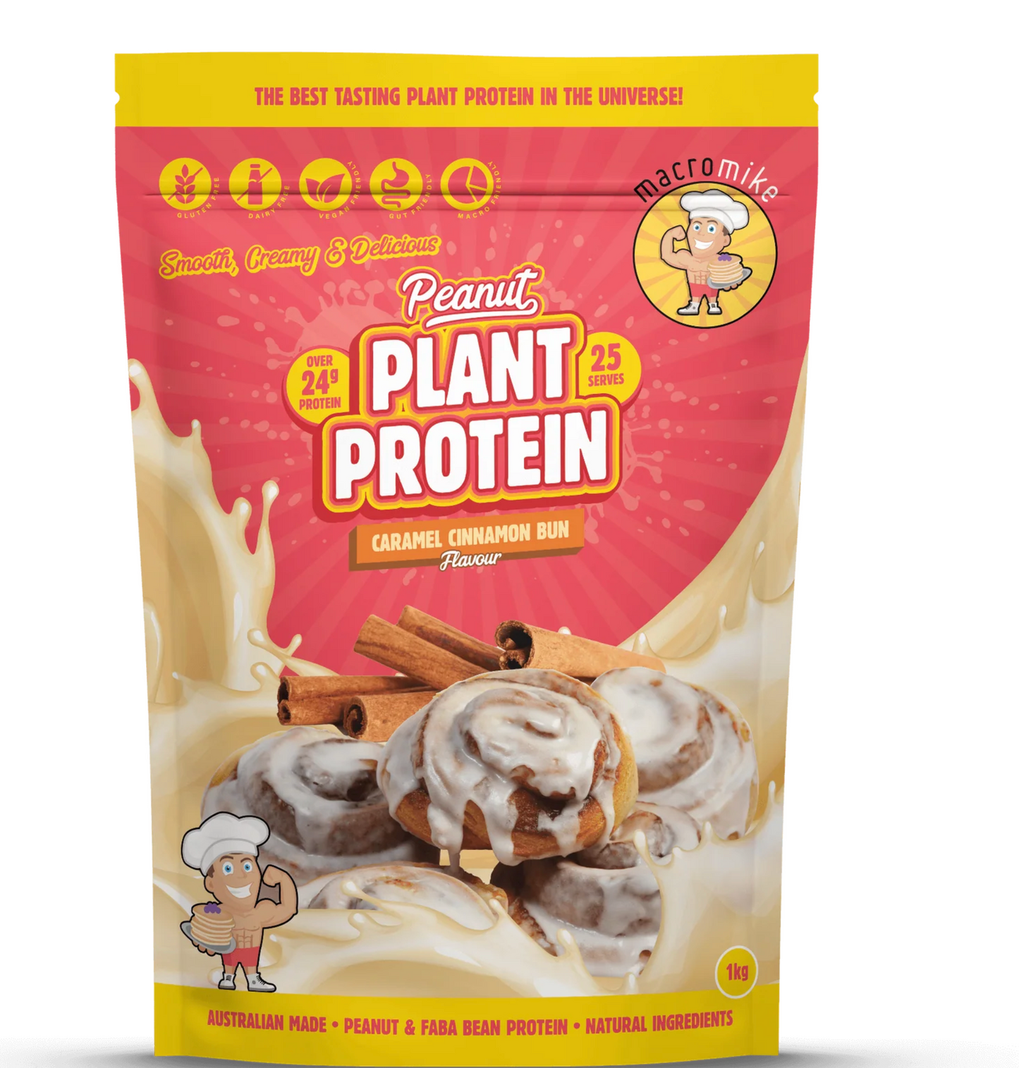 Macro Mike Peanut Protein - 1kg Caramel Cinnamon Bun Peanut Butter - Macro Mike