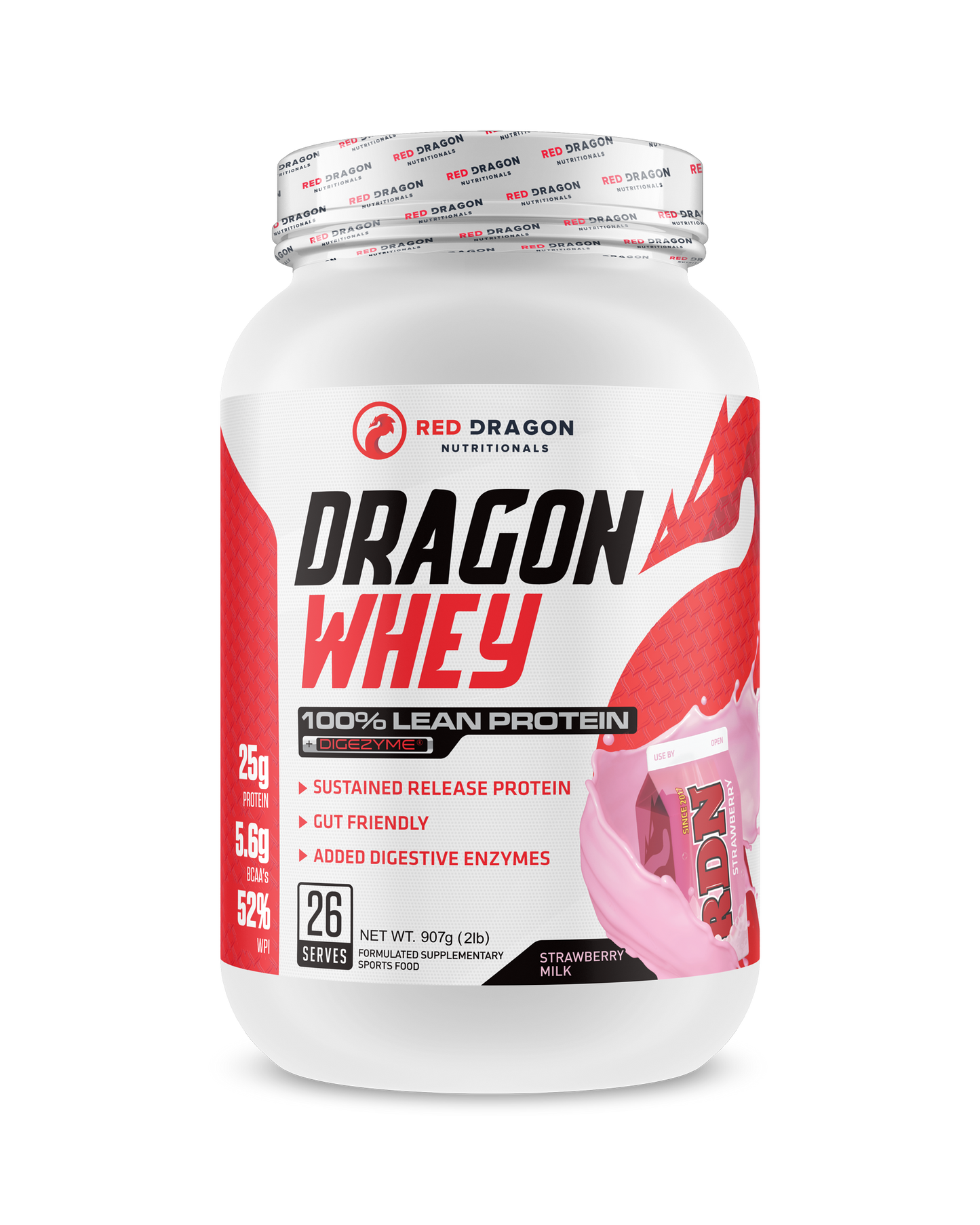 Dragon Whey - 2lb Strawberry Milk - Red Dragon